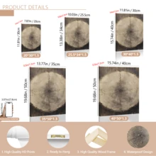 3幅复古墙面艺术海报，帆布画，装饰艺术品，大地色系，复古抽象，树木年轮，自然图案，质朴木纹，农舍风格装饰，带框或不带框可选，房间装饰，家居点缀，宿舍，酒店，客厅，卧室，浴室，办公室墙面装饰，礼品 - A - 查看 9