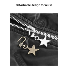 2/10 件装多功能星形拉链拉片替换配件，可拆卸半自动金属扣，优质锌合金拉链拉片，适用于手提包、夹克、衣服、鞋子、靴子，可重复使用的装饰星形吊坠扣，用于 DIY 包袋和服装装饰，耐用的拉链拉片替换零件，时尚星形设计 - 彩色 - 查看 9