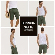 Men's Bermuda Jeans Twill Shorts Men's Jeans - xanh quân đội - Xem 3