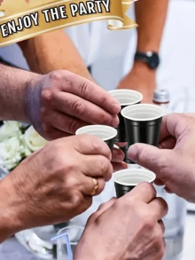 20pcs Bullet Cups, 2oz Mini Party Cups, Reusable Small Cups For Party Games, Suitable For Liquor, Cocktails, Wine, Condiments, Snacks, Juice. Perfect For Any Party! - Black - View 6