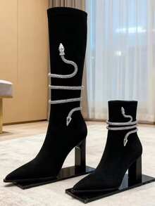 1pc Exaggerated Multi-Function Body Chain, Snake Wrapped Necklace, Y-Shaped Necklace, Wrapped Bracelet, Adjustable Unique Body Chain - Silver - View 2