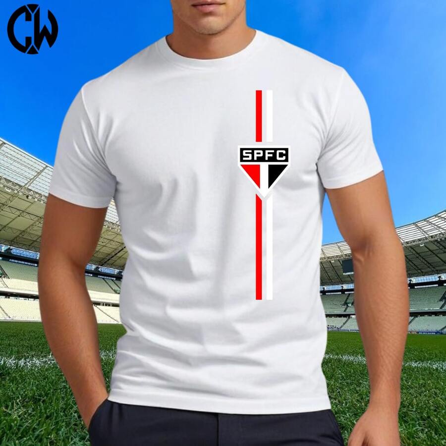 SPFC T-Shirt, Vertical White And Red, Team Release - White - View 1