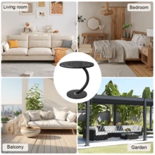 C-Shaped Sofa Side End Table Coffee Laptop Table,Lightweight Mobile Bedside Storage Rack,Living Room Bedroom - Black - View 7