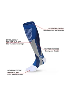 1 Pair Compression Socks For Women & Men - Athletic Support Stockings For Running, Hiking, Cycling, Marathon, Work - Royal Blue - View 4
