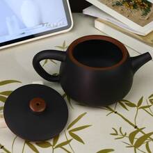 1 Set Lila Ton Hanwa Teekanne Set, handgefertigtes Lila Ton Teegeschirr, Heim- und Reise Tee Set, beinhaltet 1 Teekanne und 2 Gäste Teetassen, einzigartiges chinesisches Stil Teegeschirr, geeignet für Zuhause, Gäste und als Geschenk - Verschiedenfarbig - Übersicht 2