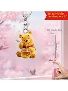 迪士尼2D平面钥匙扣“小熊维尼和蜂蜜” | 可爱又温馨的配饰，采用耐用亚克力材质，官方授权圣诞装饰品，适用于汽车、包包等。圣诞礼物。2D平面情人节粉色钥匙扣，斋月礼物 - 彩色 - 查看 9