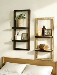 1件装木质悬浮置物架，乡村风格木质壁挂式收纳架，卧室厨房壁挂式木质展示架，卫生间上方壁挂式置物架，小型壁挂式农舍风格装饰