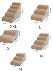 1pc Plush Warm Pet Stair Ramp, Elderly/Small Dog Assistance Ladder, Protect Every Step, Easy Up And Down, Love Lasts Longer, Removable & Washable Foam Stairs For Sofa, Bed, Puppy, Kitten - Beige - View 3
