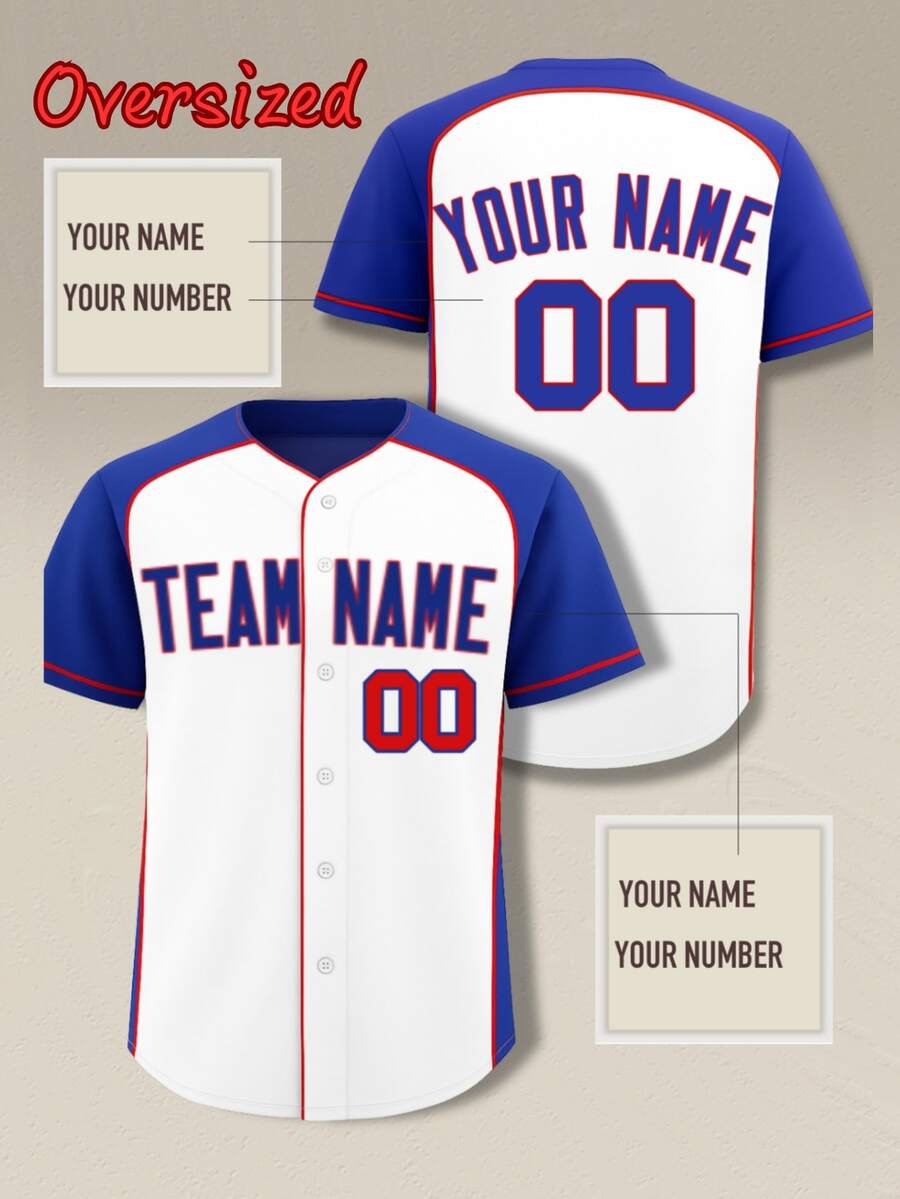 Plus Size & Customizable White And Blue In A Double-Color Combination Baseball Jerseys For Men, Fast Shipping Sports Summer