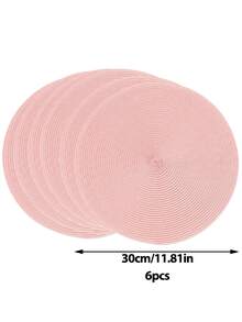 1pc Handmade Woven Pink PP Placemat, 4.72 Inch Round Woven Coaster, Decorative Mat, Best Seller, Available In Multiple Colors, Table Mat, Wrinkle-Resistant Placemat, Suitable For Birthday, Housewarming, Celebration, Holiday Party, Family Gathering And More Occasions. - Baby Pink - View 17