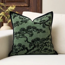 1件装奢华装饰枕套，雪尼尔质感绿色植物抽象叶子方形沙发靠垫套，适用于沙发、客厅、卧室、农舍，也可作为礼物，四季皆宜。 - 綠松石色 - 查看 13