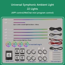 FILIPLI Kit de iluminação ambiente interna para carro 18 em 1, fitas de luz neon RGB, luzes decorativas coloridas, controlado por aplicativo. - HC - Ver 8