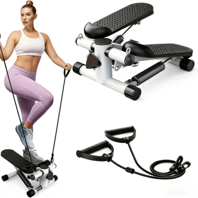 Stepper, Used For Home Workouts, Equipped With Resistance Bands And Pneumatic Stepping Plates - High Weight Capacity (149.69 Kg), Adjustable Height, Ultra-Quiet Mechanical Device, An Ideal Fitness Equipment For Home Gyms And Aerobic Training.