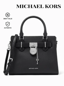 Michael Kors Bolso de hombro HAMILTON S-M para mujer - Bolsos de lujo de moda, diseño premium, bolso elegante para mujer - Regalo - Bolso escolar/Bolso de oficina/Esencial de viaje/Atuendo de viaje/Bolso de viaje de chicas/Artículo esencial diario - Negro - Ver 1