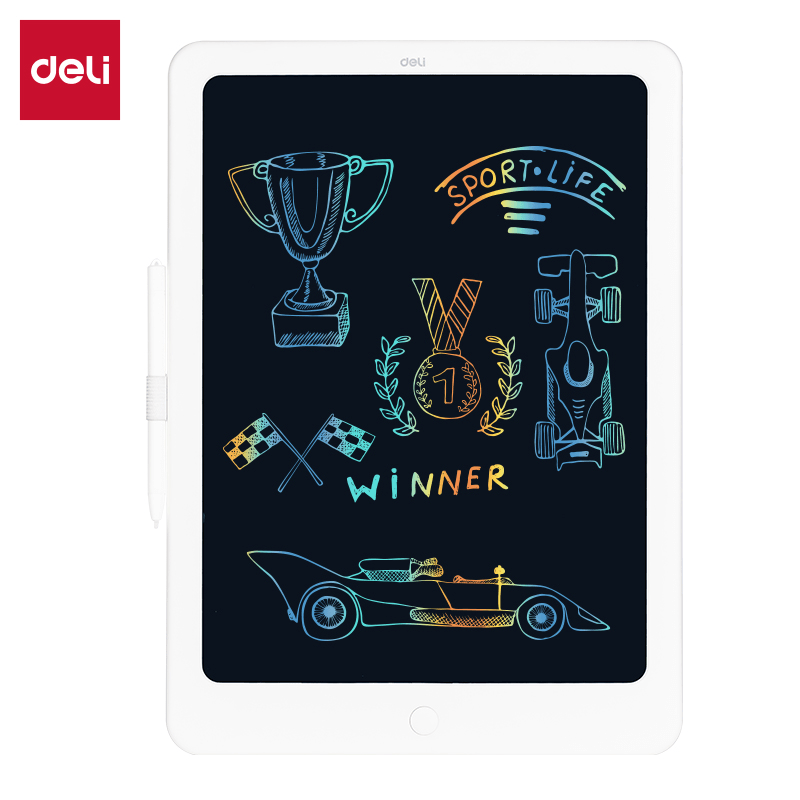 DELI YZ302-S LCD Writing Tablet: 13.5-Inch Colorful Eye-Protection Screen; Pressure-Sensitive Writing For Smooth And Natural Writing; One-Click Screen Clearing + Screen Lock To Prevent Accidental Deletion; Paperless Doodling; Suitable For Children's Drawing And Handwriting Practice, And Family Message Memos.