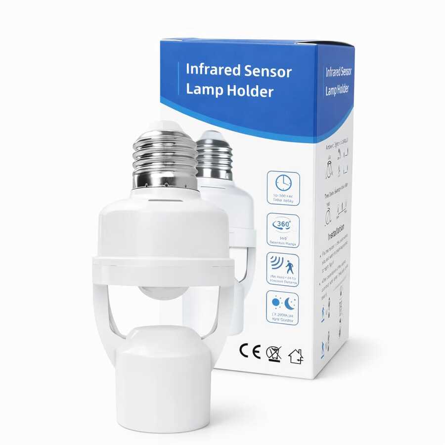 Portalámpara con sensor de movimiento infrarrojo E27 | Soporte para foco con detección automática de movimiento | Base para foco con encendido automático día y noche | Sensor de presencia para luz doméstica | Portalámpara inteligente para interiores y exteriores | Soporte para bombilla con sensor PIR | Portalámpara automático ahorrador de energía | Sensor infrarrojo para lámparas y focos LED | Encendido y apagado automático de luz | Soporte para foco con detección de personas | Accesorio para iluminación automática del hogar | Portalámpara con sensor de movimiento 360 grados | Base de foco para pasillos, entradas, patios y garaje | Sensor de luz con temporizador integrado | Portalámpara para foco rosca E27 | Adaptador para foco con detección de presencia | Iluminación automática para casa y negocio | Soporte de bombilla con sensor de movimiento | Portalámpara práctico para iluminación diaria | Accesorio eléctrico para luz automática - A - Ver 1