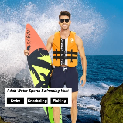 HISEA Chaleco de natación para adultos; Equipo deportivo y de natación para hombres; Traje de flotabilidad para pesca al aire libre para mujeres; Chaleco de flotabilidad para surf con cremallera lateral