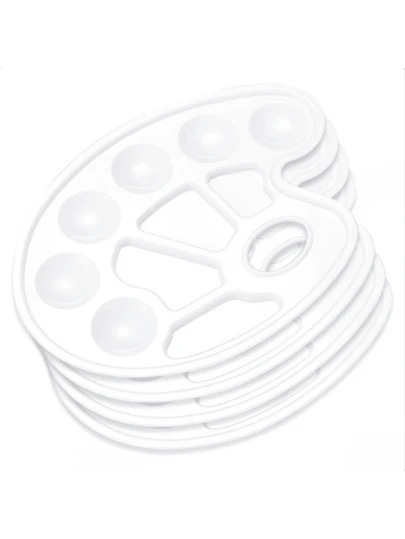 1 قطعة صينية خلط ألوان بلاستيكية ب- 10 خلايا - صينية خلط فنية بيضاء قوية مع تجاويف دائرية، مناسبة لألوان الغواش والأكريليك والمائية، مثالية للفنانين وهواة الفن، لوازم فنية، تصميم عصري | بلاستيك قوي