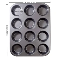 5件套不粘烘焙工具套装，包括圆形/方形蛋糕模具、玛芬模具、烤盘、烤箱烤盘，黑色厨房烘焙炊具套装，烘焙模具及用品 - 黑色 - 查看 16