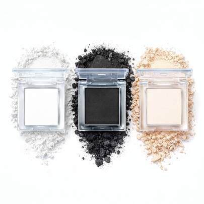 K'APEINE Paleta de sombras de ojos de unicolor, empaque compacto transparente, textura mate de varios colores (blanco/negro/beige), sombras de ojos altamente pigmentadas y de larga duración, adecuadas para base de ojos/iluminación/maquillaje de profundización