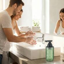 Retro Embossed Green Sensor Soap Dispenser, Bathroom/Kitchen Countertop Refillable Bottle, High-Quality Thick Material Wash & Storage Bottle, Rechargeable, Refillable, No Pressing Required - one-size - View 5