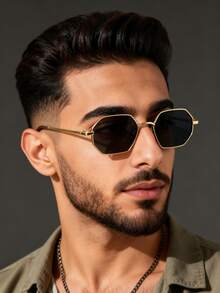 1pc Men's Metal Full Frame Personalized Exquisite Fashion Glasses, Suitable For Holiday Gift Shopping, Parties, Family Outings, Dates And Other Occasions, Fits Various Face Shapes - Multicolor - View 5