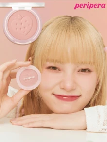 K-Beauty Peripera Single Color Powder Blush Palette, Matte Powder Cheek Blush, Fine Powder Blush, Non StucK Powder, Long Lasting Makeup, All-In-One Makeup Palette, Nude Makeup, Facial Beauty Cosmetic Makeup, K-Beauty, Korean Makeup - #26 QUẢ MỌNG XỐP - Xem 2