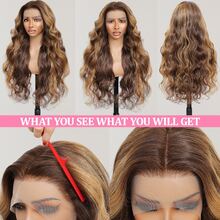 200 Density HD Lace Front Wigs Human Blended Hair Body Wave Human Frontal Hair Wigs For Women Pre Cut Pre Plucked Brazilian Virgin Hair 13x4 13x6 5x5 Lace Frontal Wig Glueless #4/27 Honey Blonde Ombre Highlight 24 Inch - SP4/27 - View 3