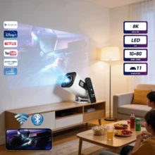 Carsapro Proyector 8k Portatil Hp330,Android 11 ,1G+8G Mini Proyector,8k Full Hd Profesional Proyector,LED Proyectores Para Celular Bluetooth Mirrorlink Usb Aux Wifi 2.4/5ghz,Proyector Inteligente , Reuniones Familiares, Camping, Oficina, Fiestas al Aire Libre. - Blanco - Ver 3