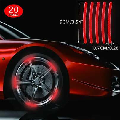 20pcs Car Wheel Reflective Stickers, Tire Warning Stickers, Hoverboard Decals, Reflective Safety Stickers
