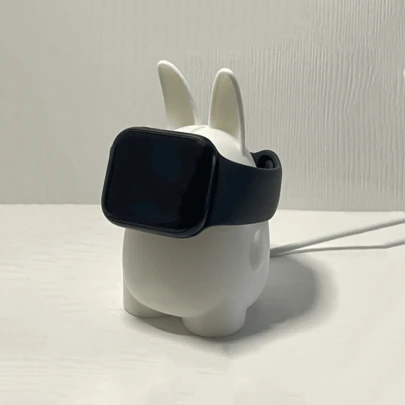 1 support de charge de montre en forme de lapin, support de charge et de rangement de montre universel (montre et chargeur non inclus), support en forme de lapin avec un design résistant aux rayures, support de montre au thème de Pâques mignon, convient pour la décoration de la maison et du bureau