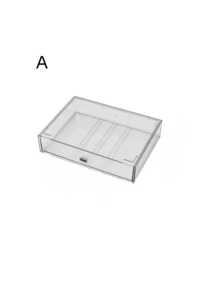 1pc Desktop Transparent Striped Drawer Style Student Stationery Dust-Proof Storage Box, Stackable Makeup & Miscellaneous Items Organizer - Multicolor - View 13