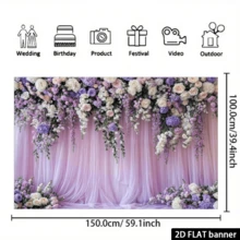 Purple Abstract Flower Backdrop Watercolor Painting Photography Background For Wedding Bridal Shower Birthday Party Portrait Shooting Video Studio Props - Multicolor 3 - View 6