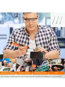 USB Soldering Iron Kit With Digital Display, Adjustable Temperature Control, Ceramic Heating Element, Rechargeable 1000mAh Lithium Ion Battery, USB Powered, Comes With Rosin, Soldering Wire, Stand And Carrying Case