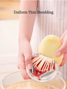 Apple Peeler "3-In-1" Multi-Functional Blade With Button For Easy Switching | Non-Slip Handle | Stainless Steel Kitchen Peeler Stainless Steel Potato Peeler, Slicer, Shredder, Vegetable And Fruit Peeler(1pc,Color Random) - 隨機顏色 - 查看 4