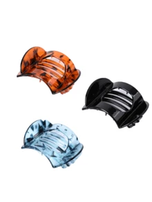 3个透明豹纹弧形发夹，简约后脑勺鸭嘴式半扎发夹，适合日常佩戴 - 彩色 - 查看 11