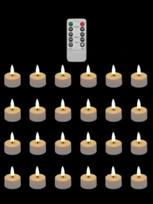 6/12/24个许愿蜡烛灯，LED无焰蜡烛茶灯，迷你茶蜡烛，蜡烛灯，电池供电，无明火，无烟，无蜡滴，适合装饰、营造氛围，例如派对、婚礼、情人节、礼物、家居装饰等。 - 白色 - 查看 11