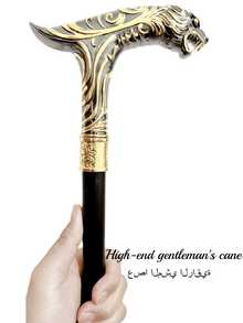 1支双色高端创意动物豹纹条纹金属手杖，可拆卸组合手杖，适合户外使用，地中海风格，适合斋月、万圣节、角色扮演、英式绅士登山杖，也适合日常使用，男士礼物和学生使用。