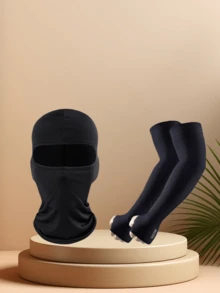 2 Pieces Set: Ice Silk Summer Cycling Sun Protection Headgear, Motorcycle Windproof Mask + Ice Silk Sleeve Covers - Multicolor - View 10