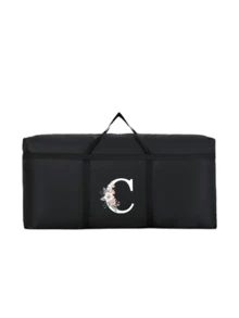 1 túi du lịch gấp gọn, ngăn chứa đồ cực lớn, chống thấm nước và chống ẩm, họa tiết chữ cái đầu cá nhân hóa, túi đựng đồ dùng giường ngủ dung tích lớn, túi xách tay bằng vải không dệt. - màu đen - Xem 18