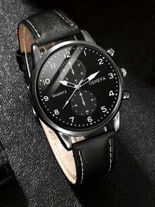 Set di orologi da ragazzo 4/2/1 pezzi, casual alla moda e business, con quadrante rotondo e lancette, in pelle PU, al quarzo (include orologio di lusso, portafoglio, penna, portachiavi), adatto per uso quotidiano, ufficio, regalo per amici e famiglia, compleanno/festività dei ragazzi, raduni dei ragazzi, Ringraziamento, Carnevale, ritorno a scuola, San Valentino, Capodanno 2026, miglior scelta regalo per ragazzi/papà - Multicolore - Visualizzare 3