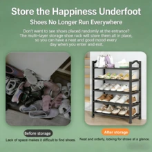Multi-Tier Shoe Rack Organizer - Metal And Plastic, Free Standing Shoe Shelf For Various Rooms, Sturdy Floor Mount Shoe Storage With Multiple Layers - Multicolor - View 8
