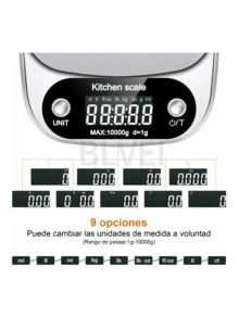 Báscula electrónica recargable de alta precisión con una exactitud de 1 gramo/10 kilogramos. - Plateado - Ver 2