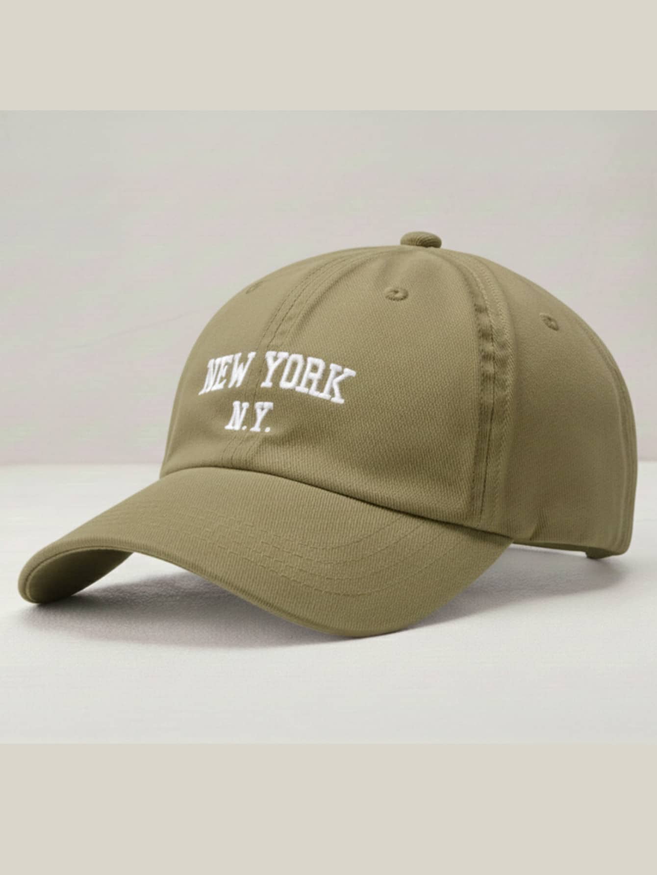 New York NY Premium Curved Brim Cap With Adjustable Strap, Men's, Women's, Casual, Unisex Polyester Embroidered Hat - 卡其色 - 查看 1