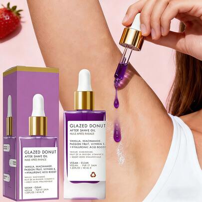 Aceite para el cuidado después del afeitado Purple Donut Unisex de 40 ml. Este aceite ligero deja la piel suave y refinada, previniendo los pelos encarnados y la sequedad. | Hidrata y suaviza la piel, apto para todo tipo de pieles.