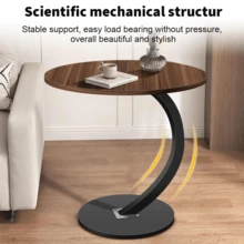 C-Shaped Sofa Side End Table Coffee Laptop Table,Lightweight Mobile Bedside Storage Rack,Living Room Bedroom - Brown - View 8