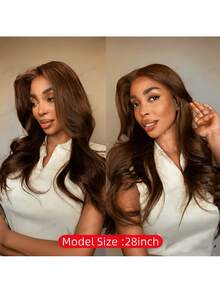 Coleen Dark Brown Body Wave Lace Front Wigs Human Hair Gluless Wigs Human Hair 13x4 Transparent Lace Human Hair Pre Plucked With Ear To Ear Baby Hair Brown Colored Wig #1B Natural Black 40 Inch Wig Human Hair Halloween Costumes Plus Size For Corpse Bride 260% Density - S2 - View 5