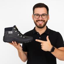 Men's Premium Adventure Boot With Strong Non-Slip Sole, Includes Wallet, Smart Bracelet, Belt, And Carnival Keychain - 黑色 - 查看 4