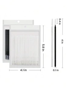 100 Pieces White And Black Cotton Swab Brushes For Lash Extension Tools - Black - View 2