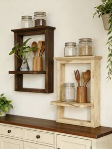 1件装木质悬浮置物架，乡村风格木质壁挂式收纳架，卧室厨房壁挂式木质展示架，卫生间上方壁挂式置物架，小型壁挂式农舍风格装饰